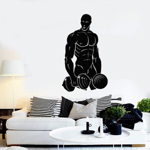 Bodybuilder Wall Decal Art Mural Bodybuilding Sport Fitness Studio Decor Home Workout Space Sticker 2368di