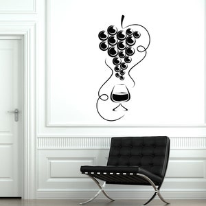 Wall Vinyl Decal Wine Vine Grape Kitchen Restaurant Mural 2002di