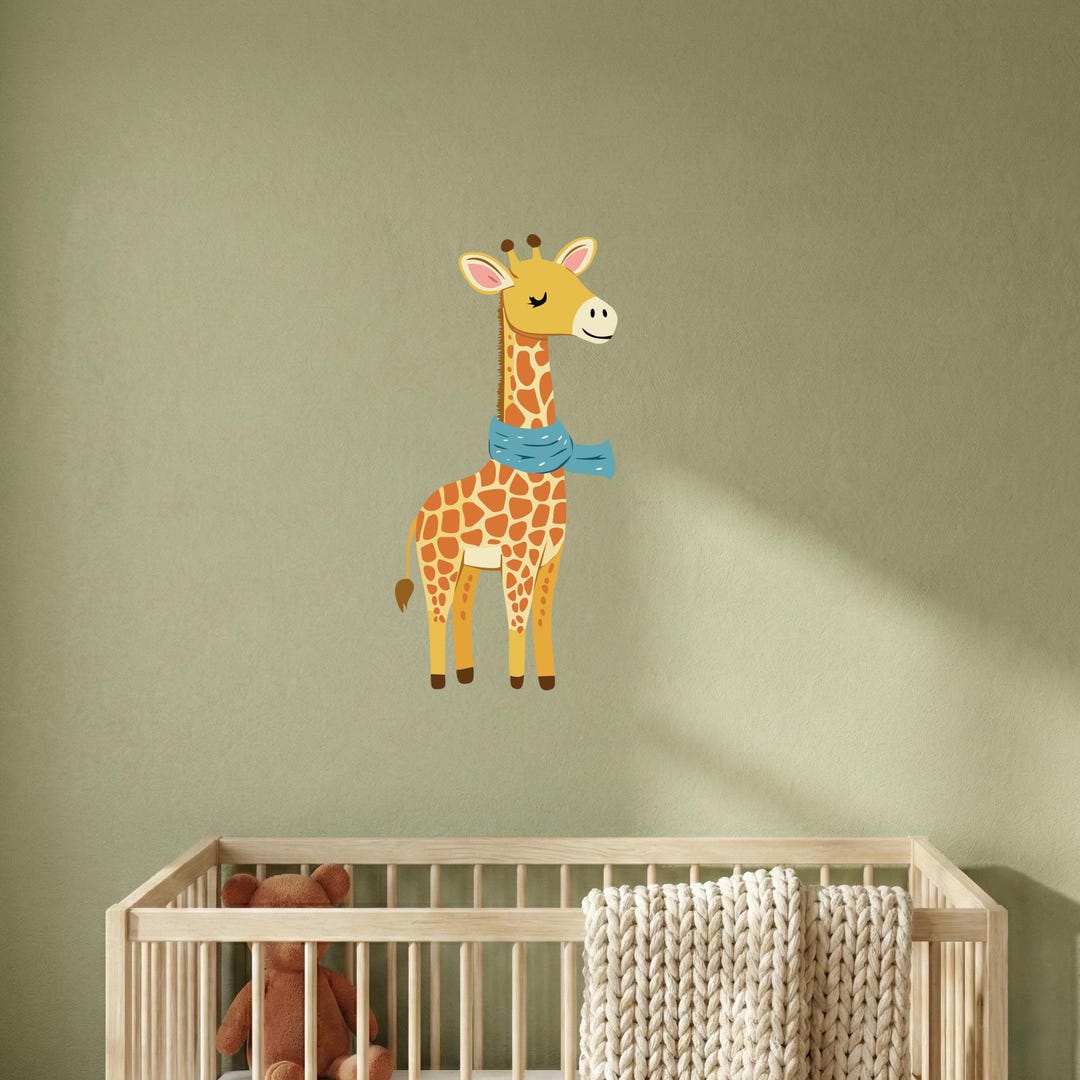 Nursery Wall Decal, Cozy Giraffe Vinyl Sticker, Safari Animal Decor for ...