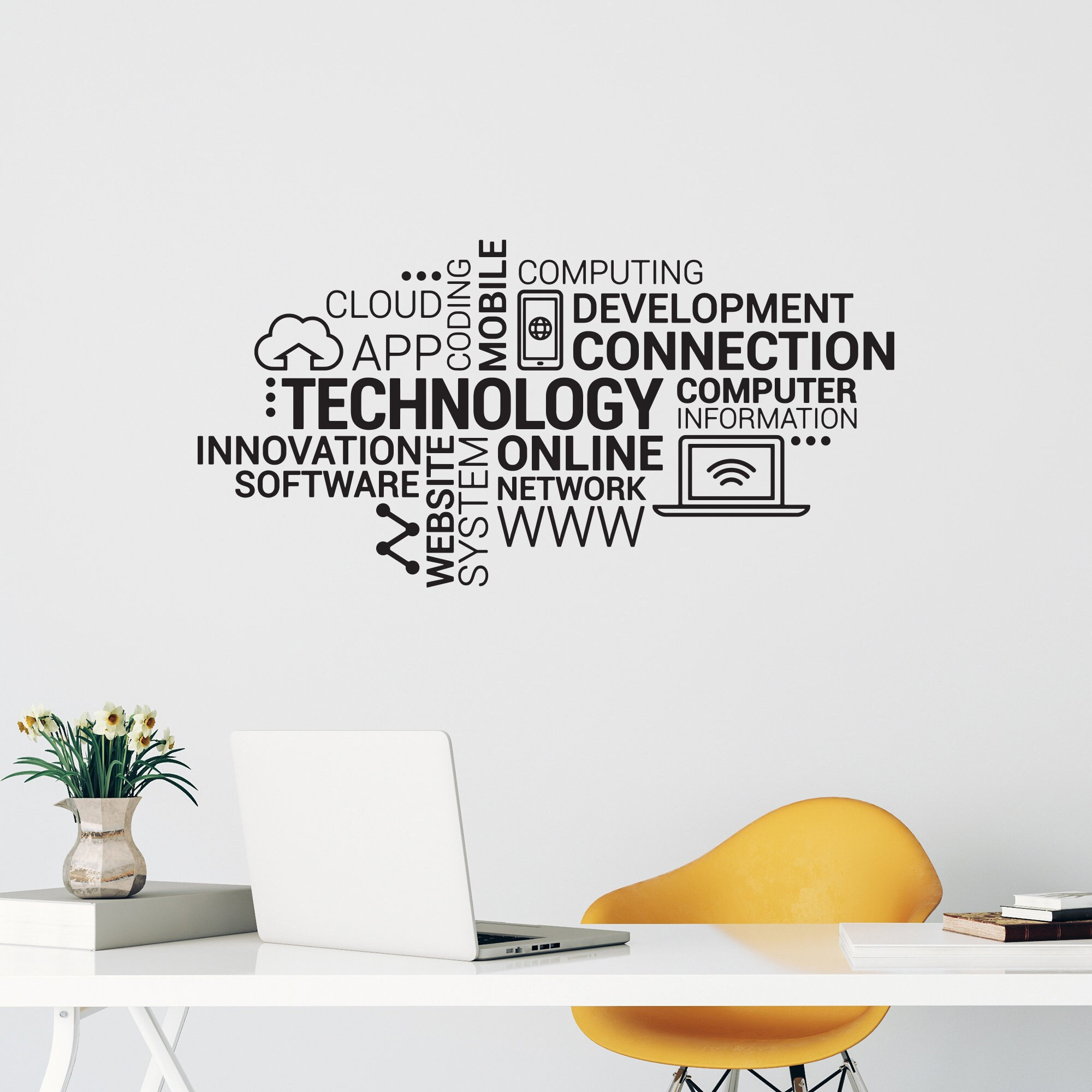 Technology Design Sticker Technology Vinyl Wall Decal Innovation Software Company IT Art Tech ...