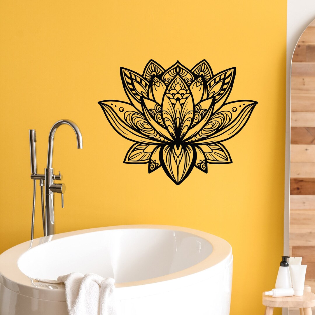 Lotus Vinyl Wall Decal Flower Buddhism Yoga Studio Meditate Relaxation ...