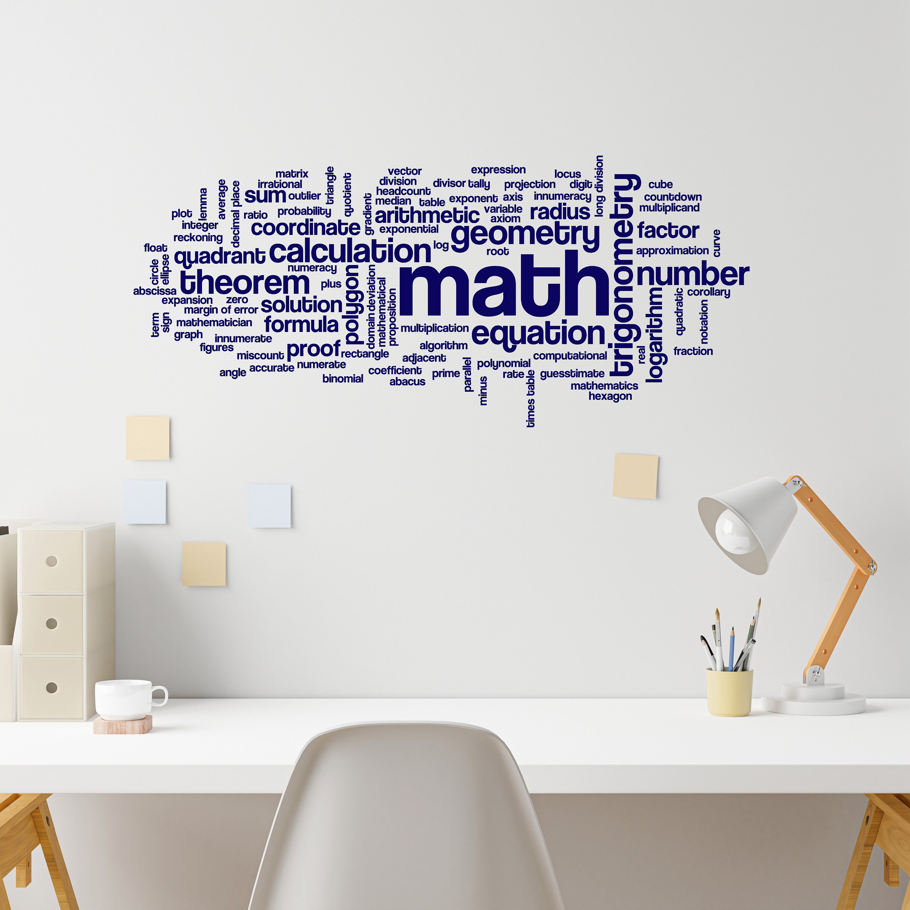 Math Word Cloud Educational Poster 16x24 - Algebra Calculus Equations Classroom Wall Art