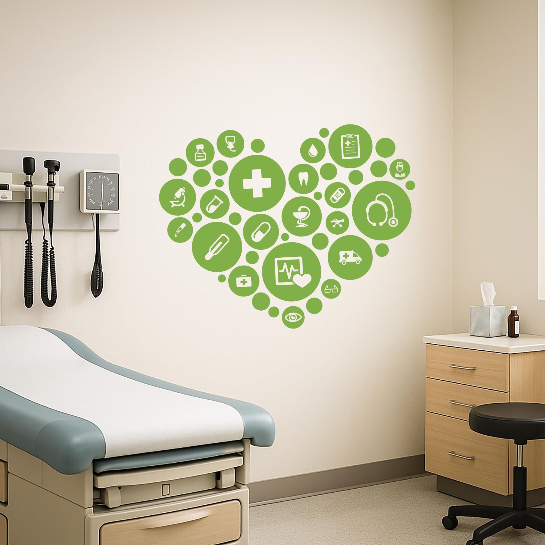 Hospital Design Sticker Heart Vinyl Wall Decal Medical Office Hospital Health Care Pharmacy ...