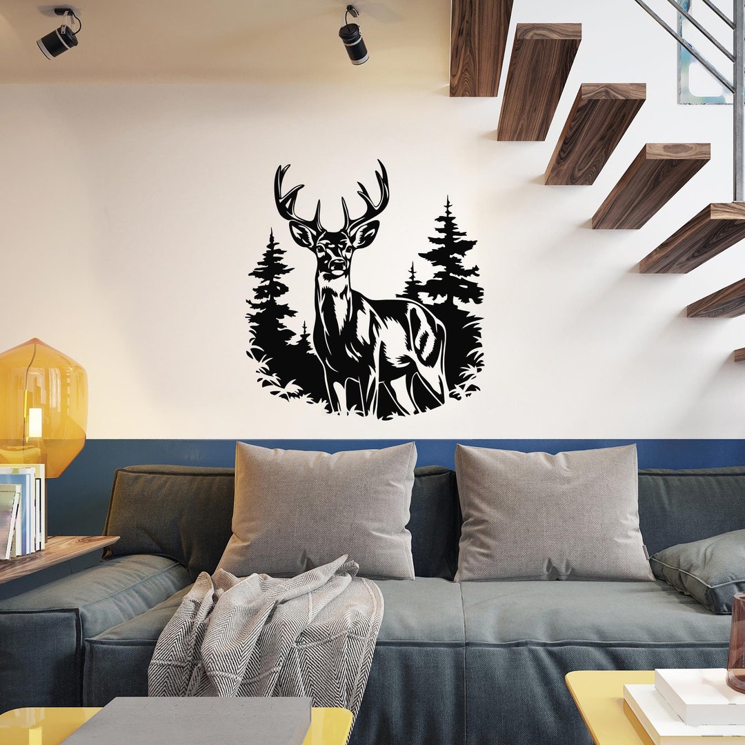 Deer Vinyl Wall Decal: Woodland Forest Animal Art (#077dl) - Etsy