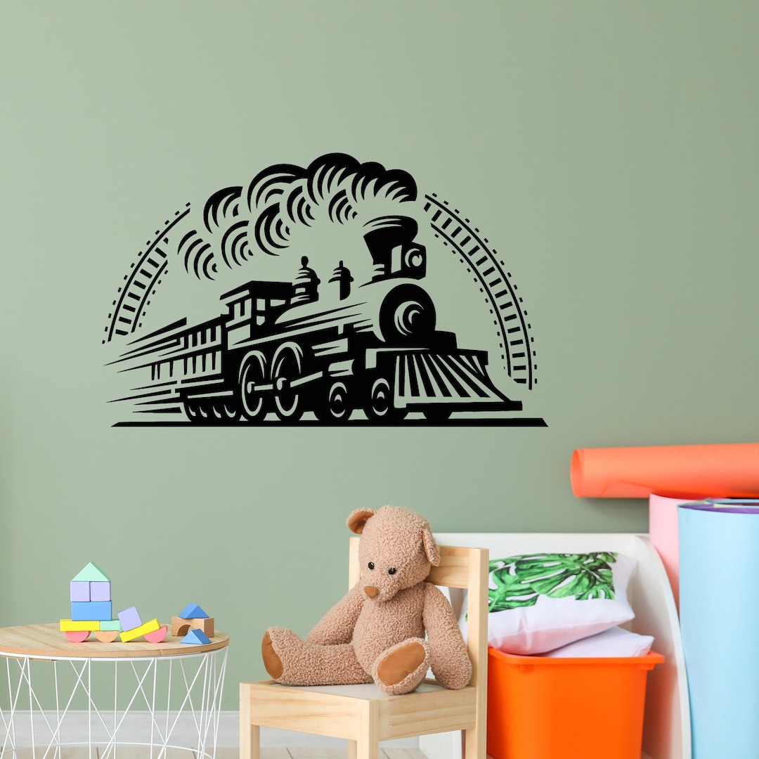 Train Vinyl Wall Decal Rails Railway Locomotive Transport Stickers ...