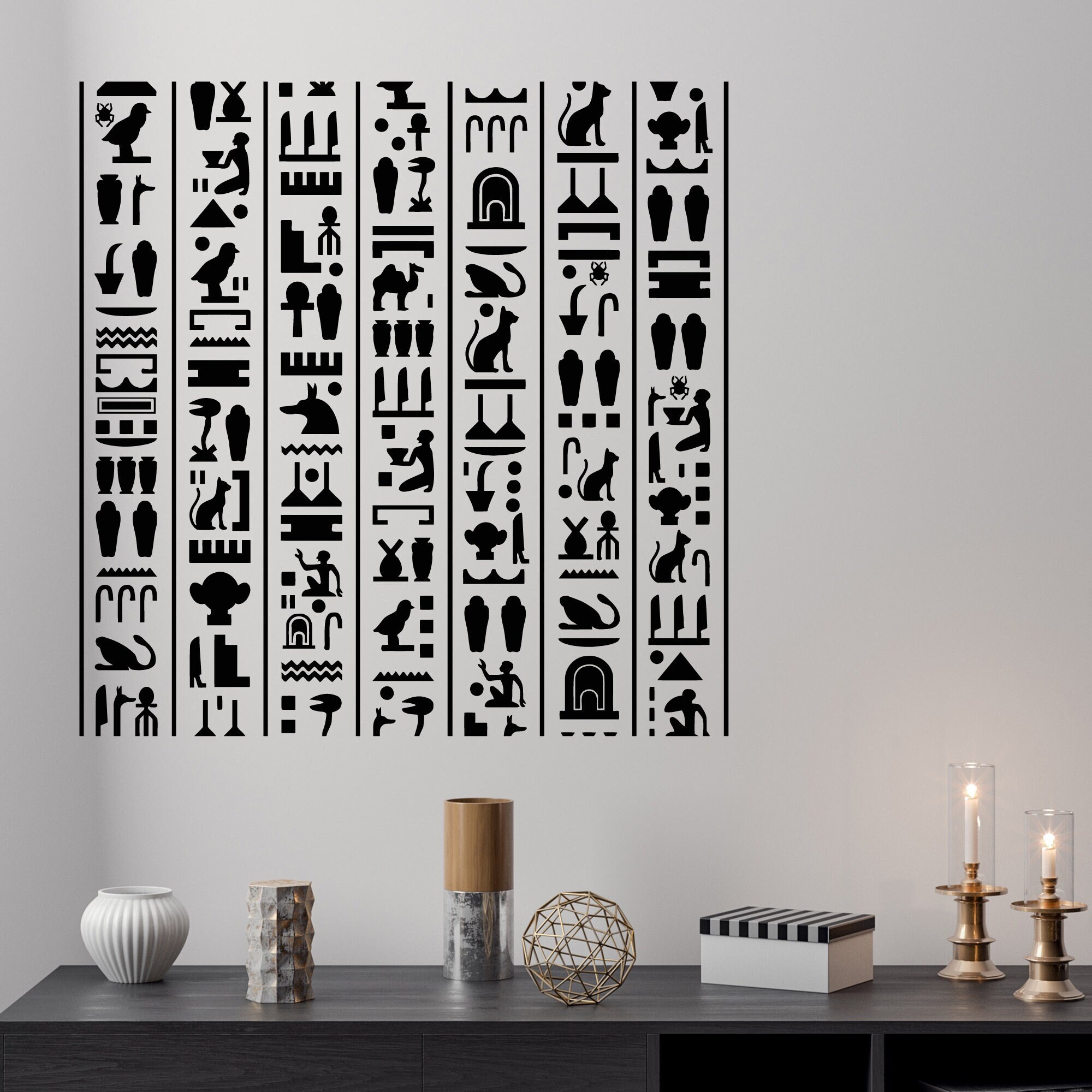 Ägyptisches Wandtattoo – Pyramide & Sphinx Vinyl-Aufkleber (74x142 Cm) Für Wohnzimmer, Büro & Mehr