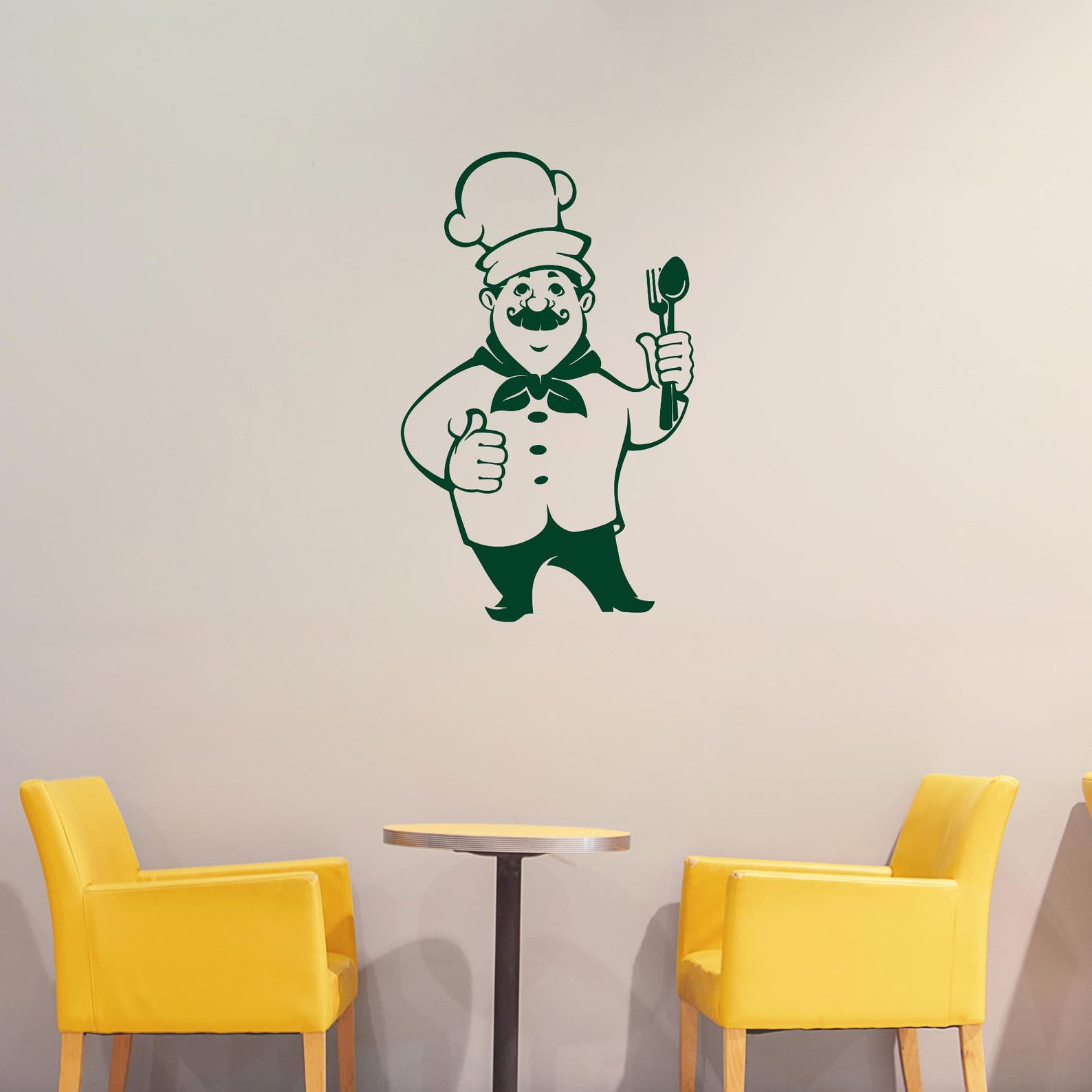 Chef Vinyl Wall Decal Cooking Restaurant Window Decoration Dining Room ...