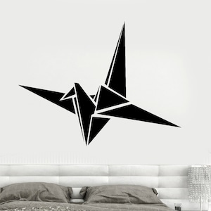 Wall Vinyl Decal Origami Crane Modern Contemporary Decor For Bedroom 1307dz