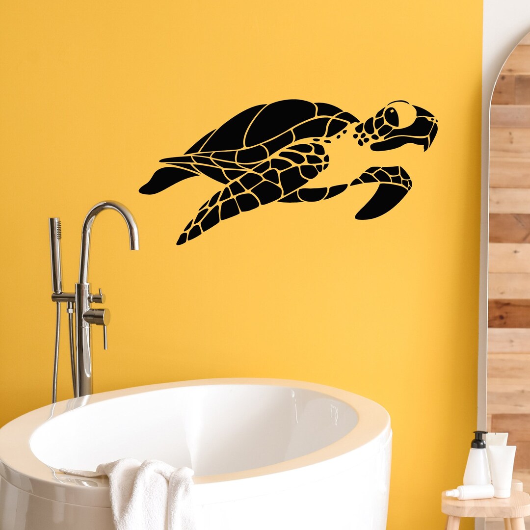 Turtle Vinyl Wall Decal Ocean Sea Funny Beach Style Water Stickers ...
