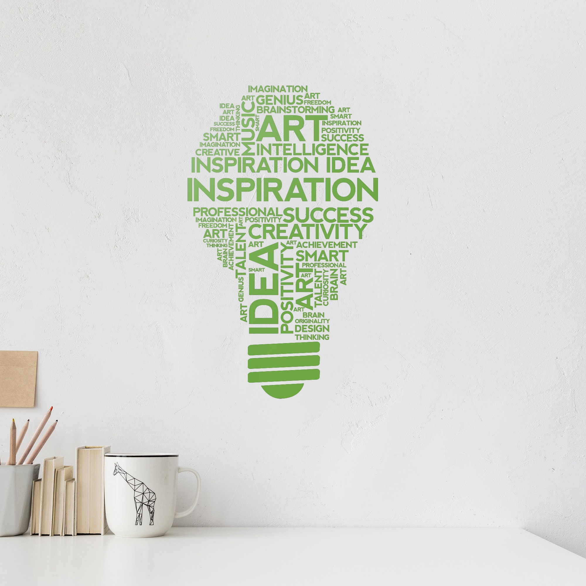 Inspirational Idea Vinyl Wall Decal Light Bulb Words Home Office Decor ...