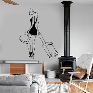 Wandtattoo Mode Mädchen Frau Reise Taschen Schönheit Vinyl Sticker Wandbild Kunst 1596dz