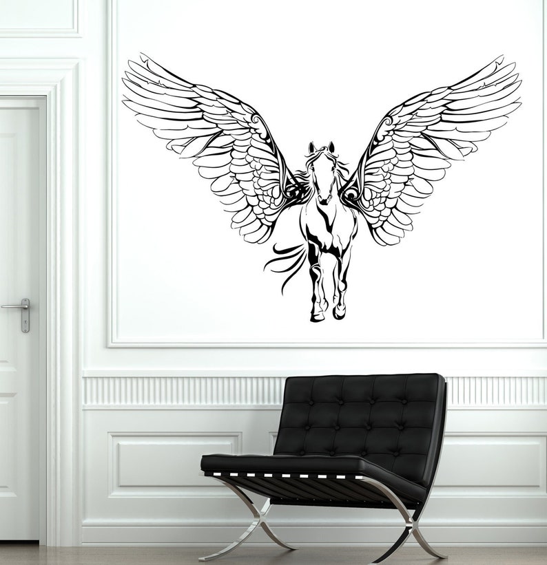 Wall Vinyl Horse Wings Pegasus Mustang Mural Vinyl Decal Sticker 1779dz image 1