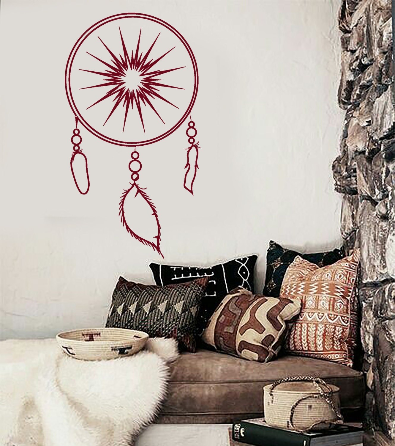 Arte de pared vinilo etiqueta dormitorio decoración sueño Catcher Lakota  sauce aro trampa moderno étnico Home Decor 1081dz -  México