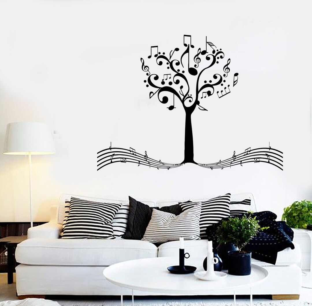 Wall Vinyl Music Notes Tree for Bedroom Guaranteed Quality Decal Mural ...