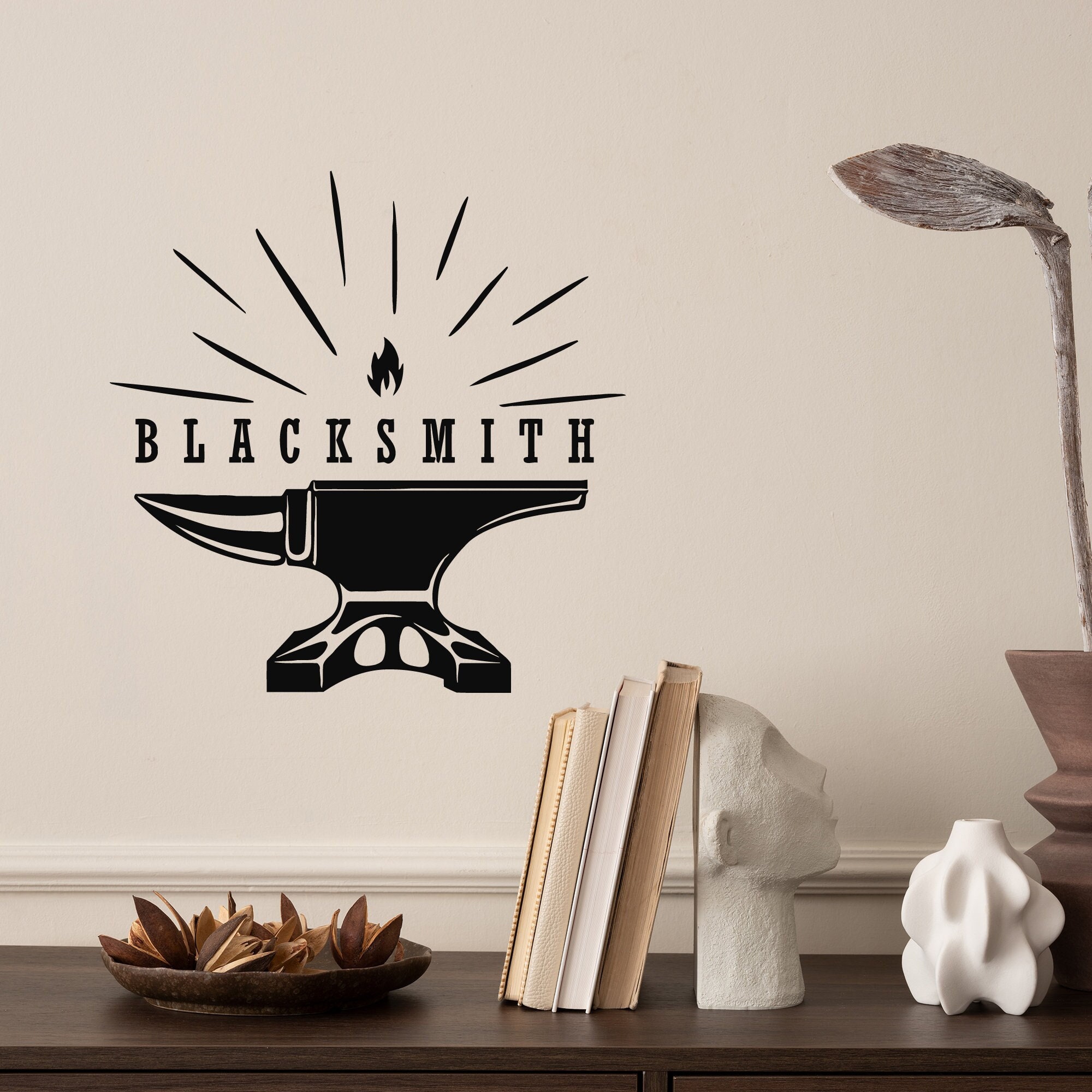 Blacksmith Vinyl Wall Decal Custom Anvil Forging Metal Iron Work ...