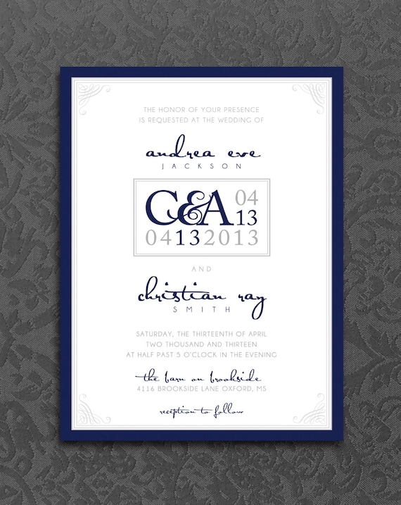 Cool Navy Blue Wedding Invitations Kits