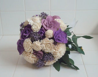 Sola Flower Bouquet,Wood Flower Bouquet, Lavender Bridal Bouquet, Dried flower bouquet,Purple Wedding Bouquet, Sola Wood Flowers