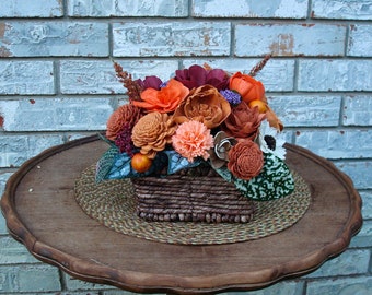 Fall Keepsake Sola Flower Arrangement, Autumn Floral Centerpiece, Eco-Friendly Flowers, Wood Flowers