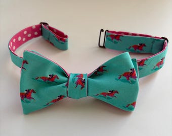 Race Horse Bow Tie -perfect for Kentucky Derby or derby party! Looks great with shorts or long pants -  classic race day attire.