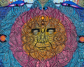 Tunguskan Hypnotic Pragma Fine Art Print / Abstract Visionary Psychedelic Colorful Face Abstract Patterns Fine Details