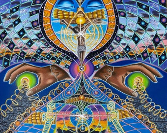 Reunification Fine Art Print *Top Section* / Abstract Transcendent Visionary Design With Sunset, Earth, Duality of Life