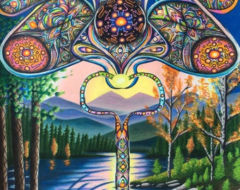 ORIGINAL ARTWORK // “A Drop of Infinity” 18x24 Inches Mixed Media on Paper Psychedelic Abstract Colorful Original Artwork by Nick Fast