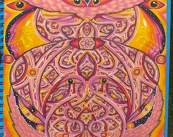 ORIGINALKONSTVERK // “PEAKING” 28x33 cm Blandteknik på papper Psykedelisk abstrakt Färgglatt originalkonstverk av Nick Fast