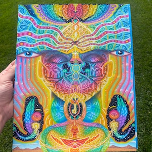 Impresión de bellas artes de la calidez de la unidad, Obra de arte visionaria colorida psicodélica abstracta