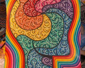 ORIGINAL ARTWORK // “Prismatic” 11x14 Inches Mixed Media on Paper Psychedelic Abstract Colorful Original Artwork by Nick Fast