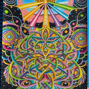 OPERA D'ARTE ORIGINALE // "Astral Oracle" 11x14 pollici Tecnica mista su carta Astratto Colorato Opera d'arte originale di Nick Fast
