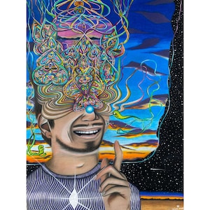 ORIGINAL ARTWORK // “Ego Dissolution” 18x24 Inches Mixed Media on Paper Original Artwork by Nick Fast // Psychedelic Colorful Patterns