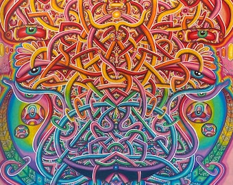 ORIGINAL ARTWORK // “Dualism” 11x14 Inches Mixed Media on Paper Psychedelic Abstract Colorful Original Artwork by Nick Fast