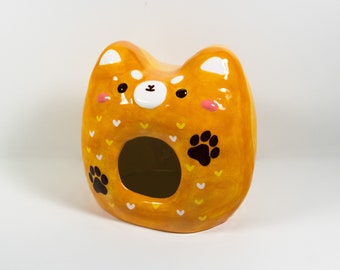 Shiba Dog Donut - Hamster House/ Small Animal Hideout, Aquarium Terrarium Decoration, Fish Tank Décor