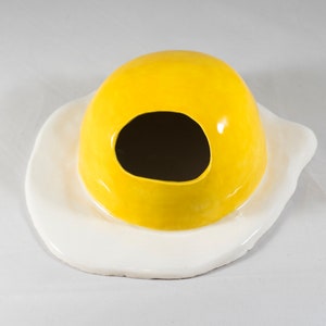Sunny-Side Up Egg Hideout - Hamster House/ Small Animal Hideout, Aquarium Terrarium Decoration, Fish Tank Décor