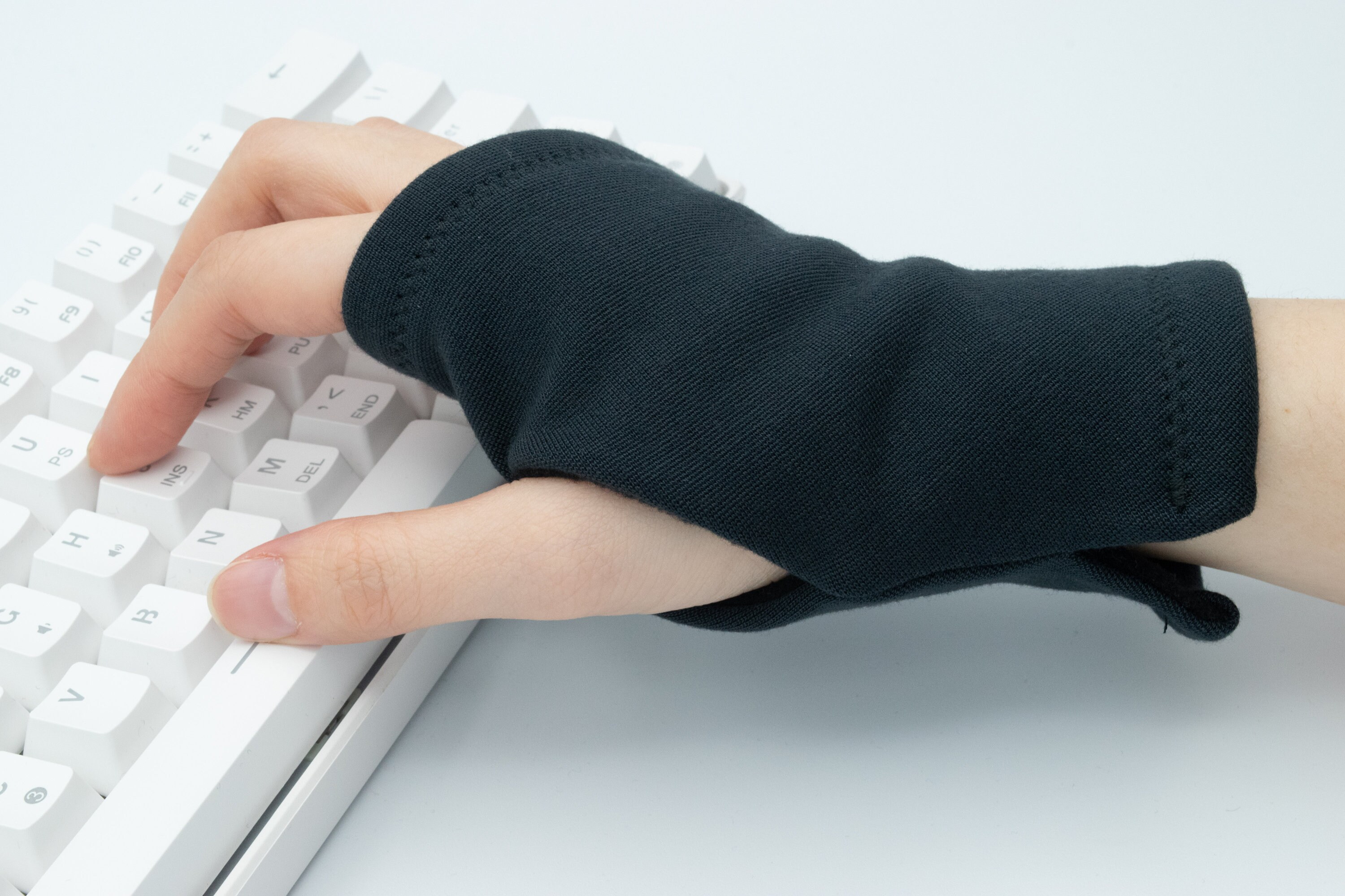 Lightweight Typing Glove, Soft Black Fingerless Glove, Thermal Lining