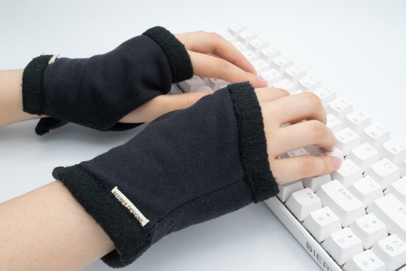 gelei Hertog Hoogte Organic Cotton Basic Black Computer Gloves Texting Glove - Etsy