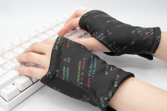 Fleece Lined Soft Black Hand Warmers, Unisex Wrist Warmer Computer