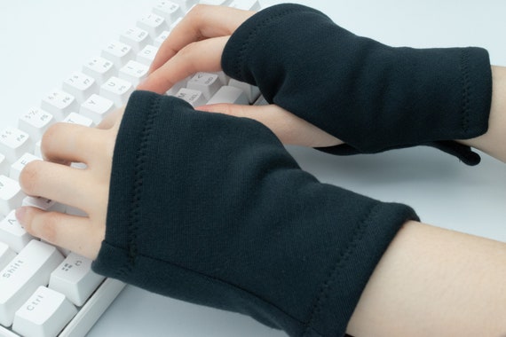 Fleece Lined Soft Black Hand Warmers, Unisex Wrist Warmer Computer