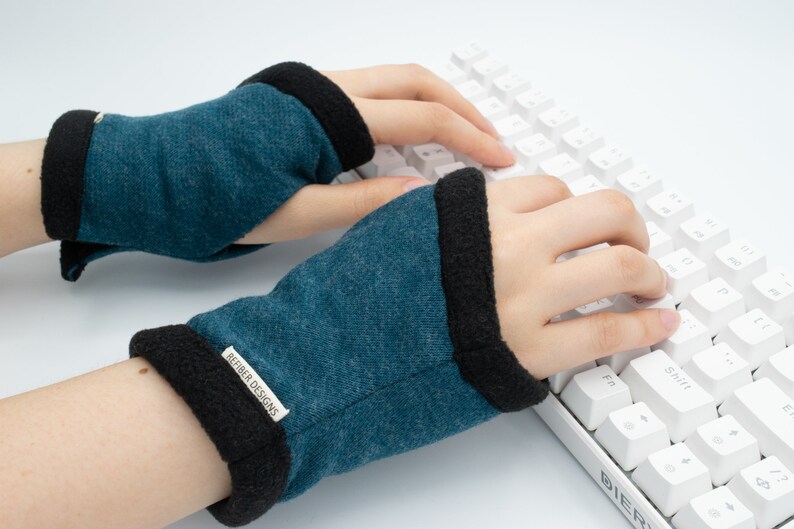 Blue Heather Fingerless Gloves Typing Texting Gloves Fleece Etsy Ireland