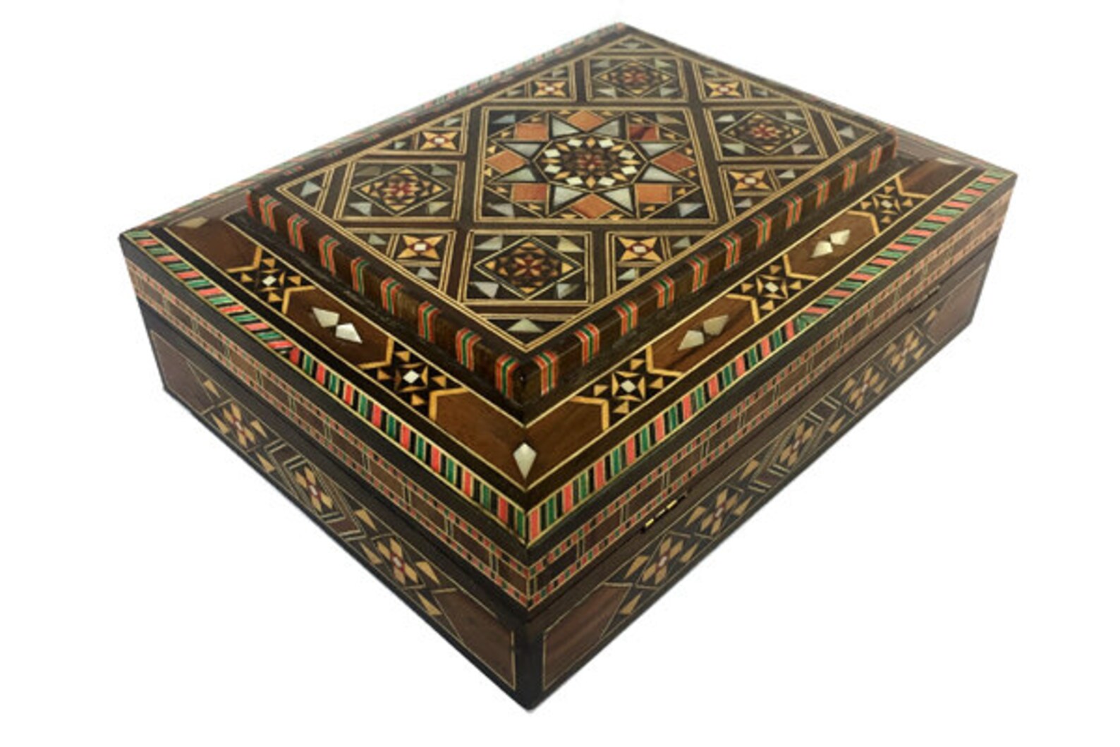 Vintage Syrian Mosaic Box w wood & mother of pearl inlaid Etsy