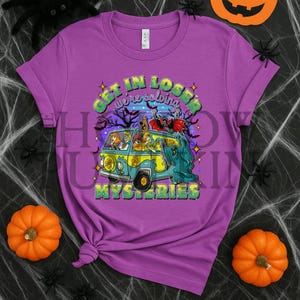 Camiseta adulta unissex Get in Loser Solving Mysteries - Mystery Gang - Groovy Gang - Camiseta assustadora