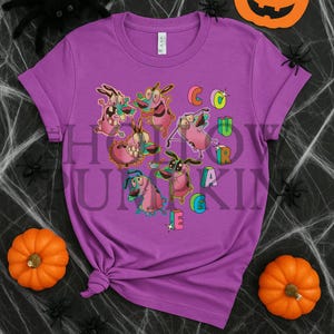 Cartoon Courage Adult Unisex Tee - Spooky Dog - Halloween Nostalgia Shirt - Spooky Shirt