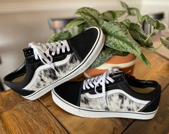 Cowhide Panel Vans | Western Shoes | Punchy Apparel | Custom Sneakers | Ranch Wear