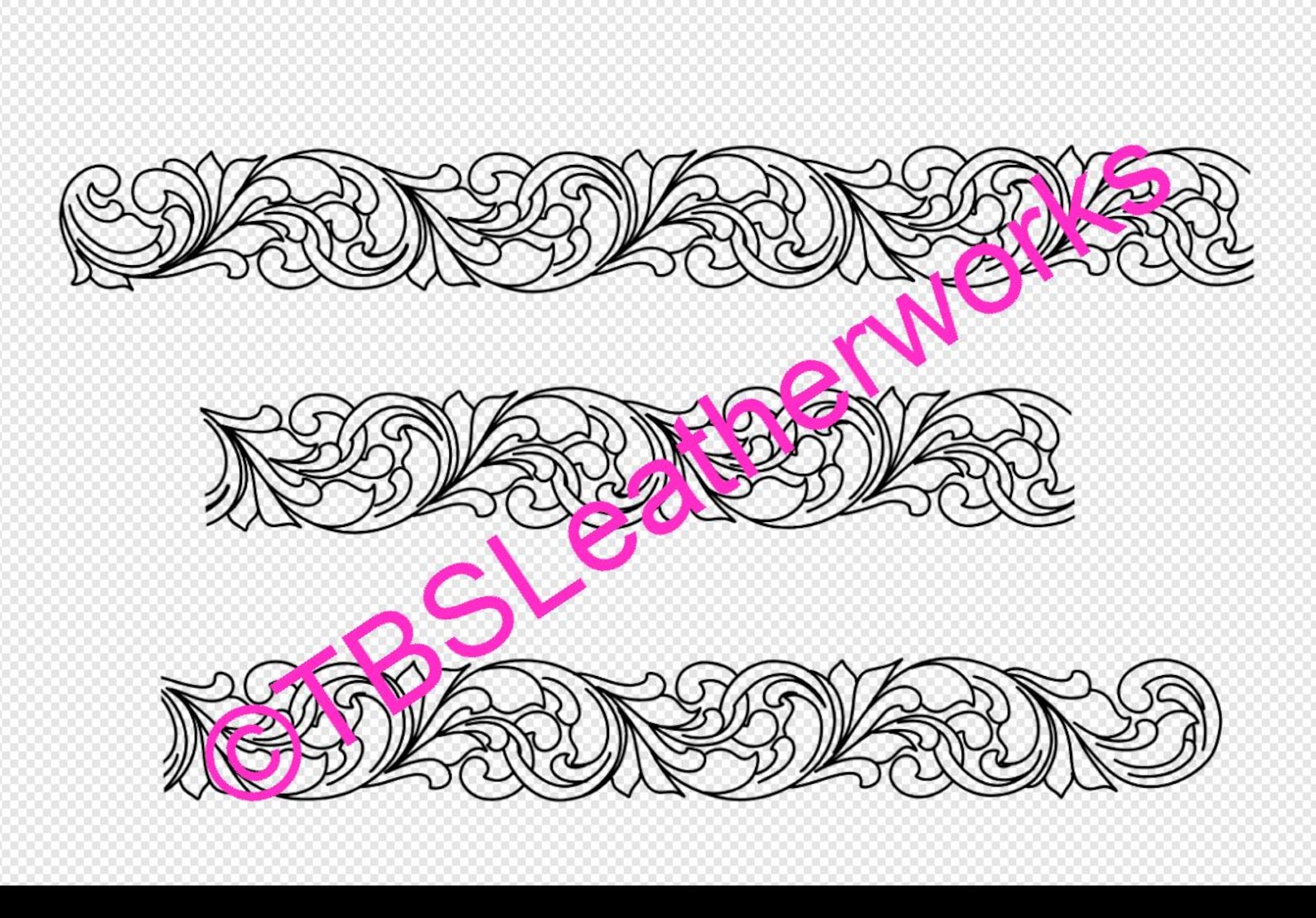 Leather Belt PDF Pattern | Rolling Scrolls Belt | Tooling Patterns ...