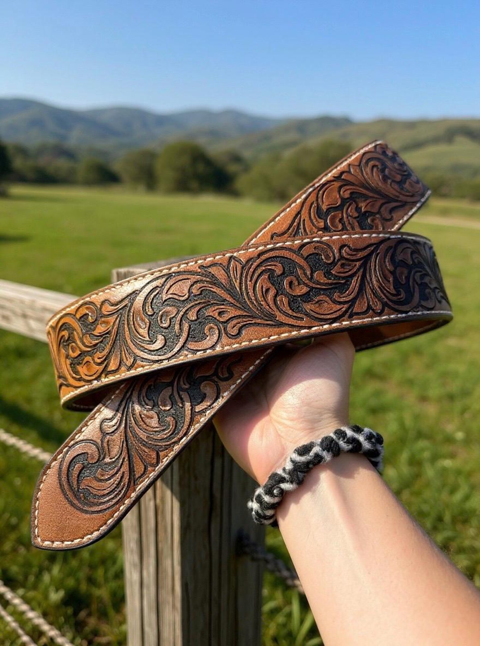 Custom Tooled Leather Belt PDF Pattern | Rolling Scrolls | DIY Patterns ...