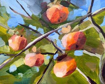 Persimmon Tree Painting | Original Acrylic Painting | Original Art | Small Painting