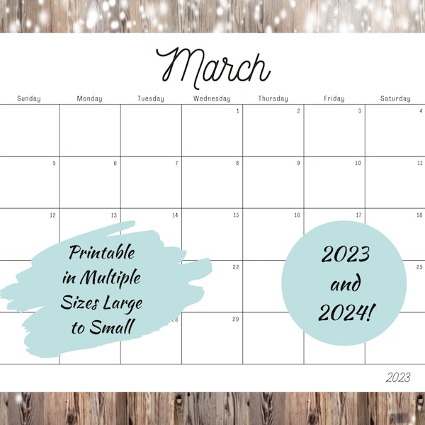 2023-2024 Printable Calendar, Digital Calendar Download, Printable Monthly Calendar, Planner Calendar, Large Printable Wall Calendar