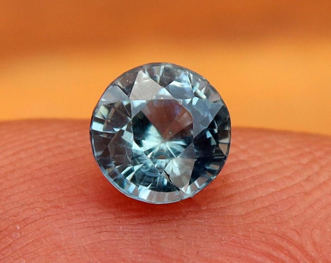 Natural Mint Greyish Teal Sapphire 1.01 Carat Round Cut Gemstone, Engagement Ring