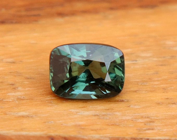 GSI Certified Teal Sapphire 1.02 Carat  Cushion Cut Gemstone, Engagement Ring