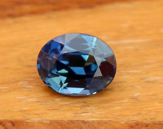 GSI Certified Teal Sapphire: 1.67 Carat Oval Cut Gemstone, Engagement Ring